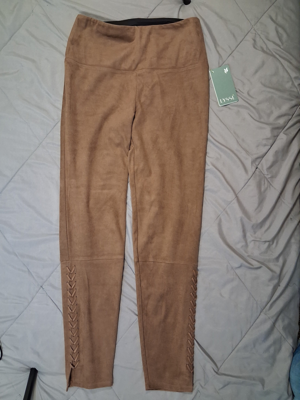 Lysse Women's Faux Suede High-Waist Leggings in Brown NWT